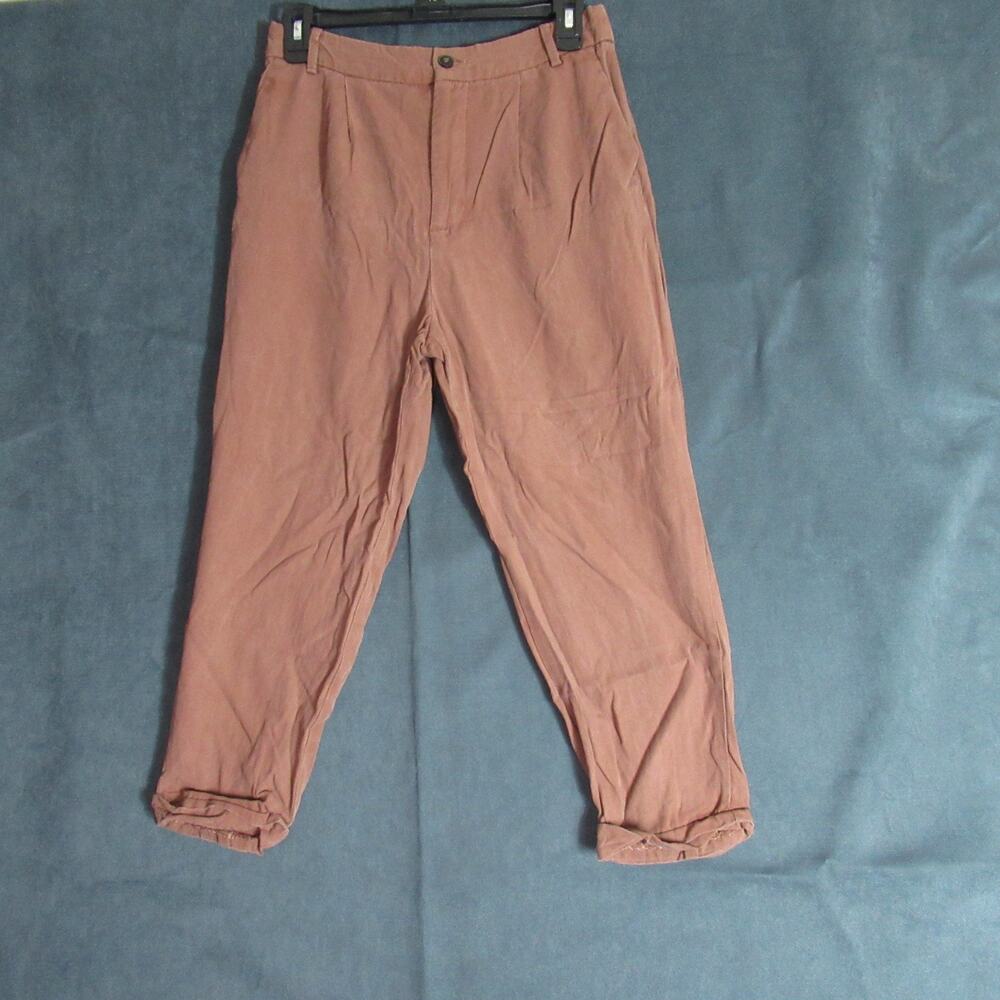 Zara Woman Capri Pants Size Small Rust Brown Twill Lyocell Slacks Rustic Hipster